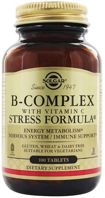 [정품 미국 배송] 솔가 B 컴플렉스 비타민 C 스트레스 포뮬라 100정 (타블렛) Solgar B Complex with Vitamin C Stress, 1세트 - 쿠팡