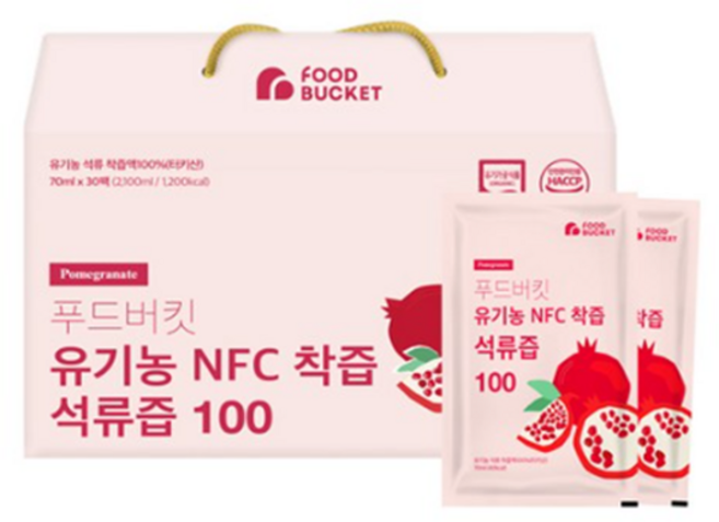 푸드버킷 유기농 NFC 착즙 석류즙 100, 70ml, 180개