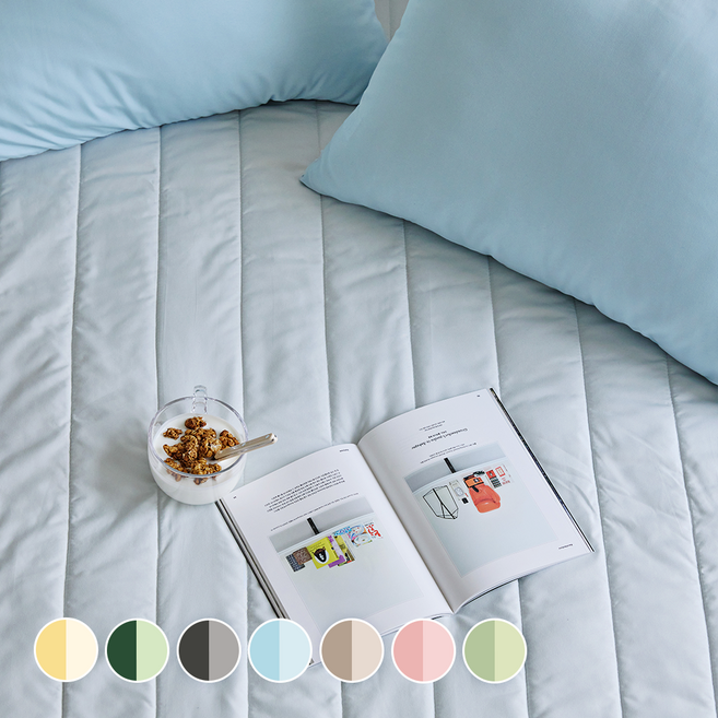 디오프 누빔 침대패드 고정밴드형, 오션블루