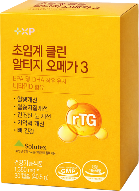 혈행 혈중지질 건조한 눈 기억력 개선 하루 에 1알 먹기 좋은 초임계 알티지 오메가3 알약 영양제, 1박스, 30정