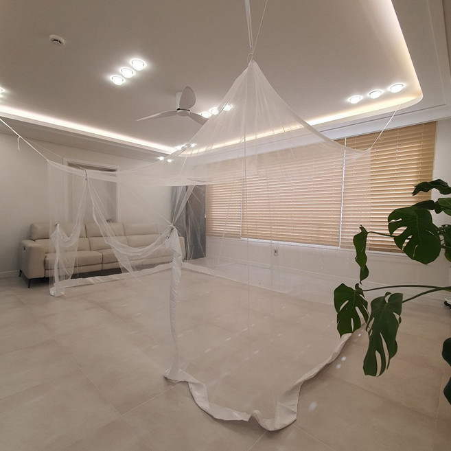 에어베일 지퍼 출입문 국산 모기장 사각 침대 캠핑 대형 야외(추가부자재포함), 투톤