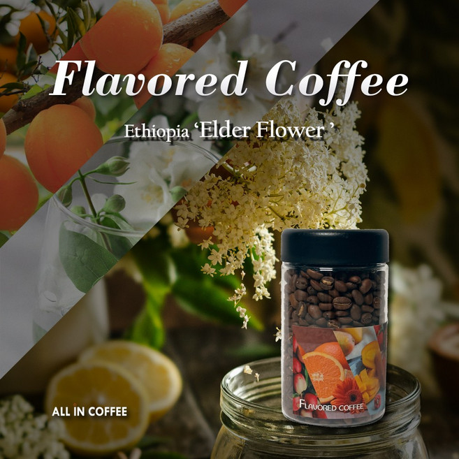 올인커피 에티오피아 벤사 엘더플라워 플레이버드 가향 원두, 1개, 100g, 홀빈(분쇄안함)
