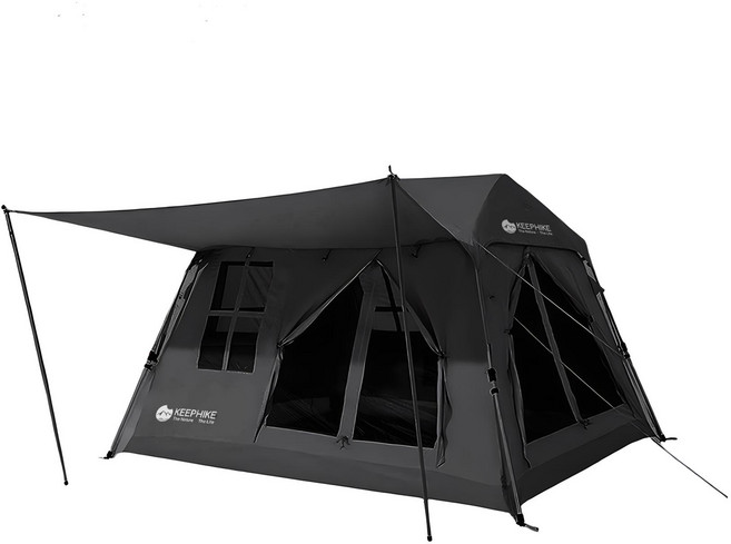 KEEPHIKE露營帳篷：防水速開家庭帳篷 寬敞舒適戶外野營首選, 黑色, 6人