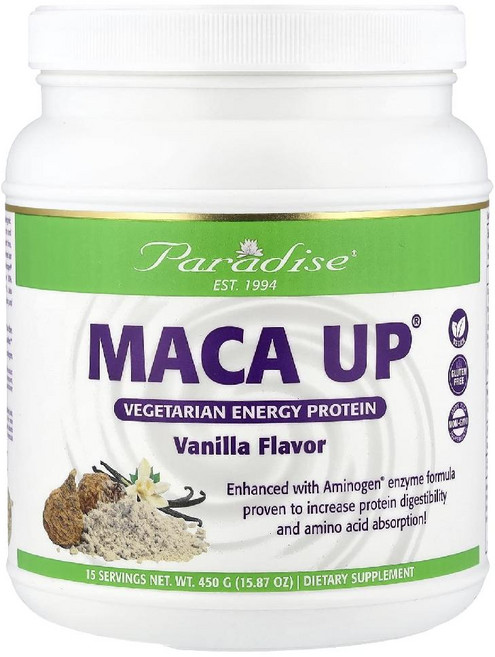 파라다이스 허브 Maca Up 마카뿌리 완두콩 현미 단백질 바닐라 450g 1개