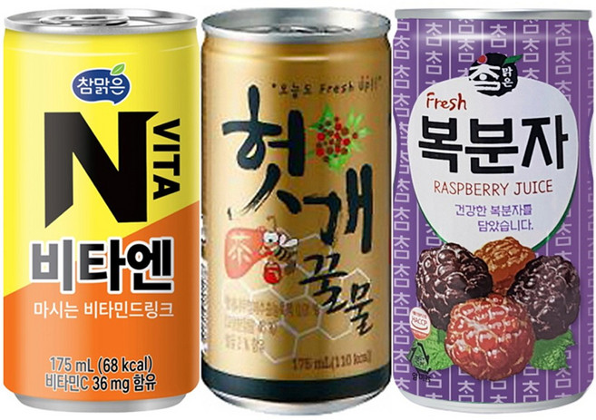 Yotta 대일 비타엔 헛개꿀물 대일 복분자 참맑은 미니캔음료 업소용음료수 노래방 PC방 식당 차음료 혼합음료, 90개, 175ml