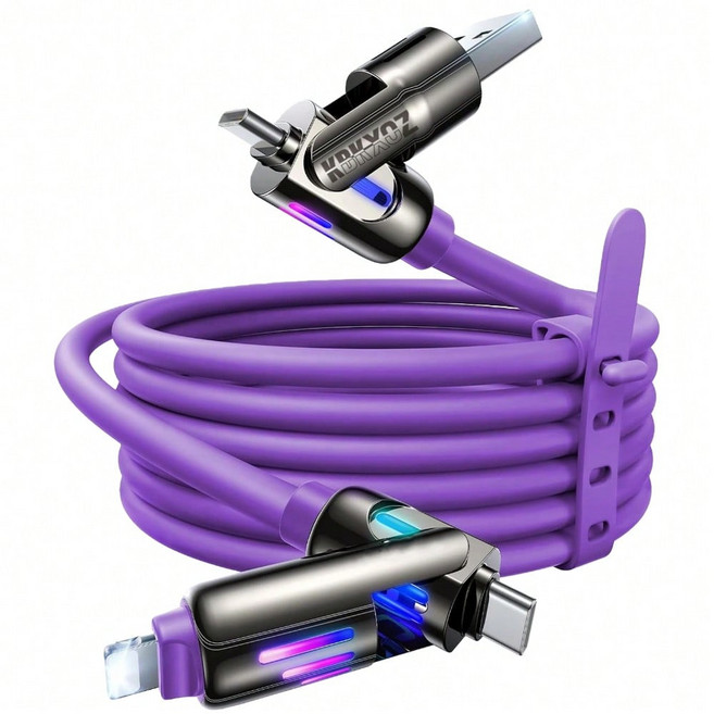 KBKXOZ 4in1 USB C타입 to C 240W 초고속충전 케이블 1.2 미터, 1개, 퍼플