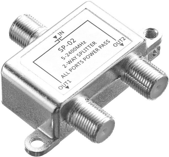 디지털 2방향 동축 케이블 분배기 5-2400MHz RG6 호환 아날로그/디지털 TV 연결 및 인터넷과 함께 작동, [01] Silver