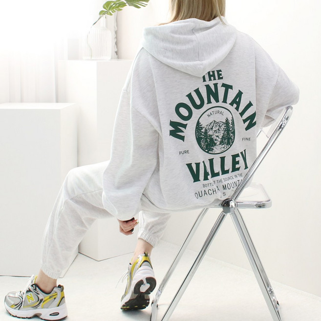 마운틴 후드 스웨트 셋업 //조거 면 간절기맨투맨 츄리닝세트 트레이닝복 빅사이즈 오버사이즈 오버핏 루즈핏