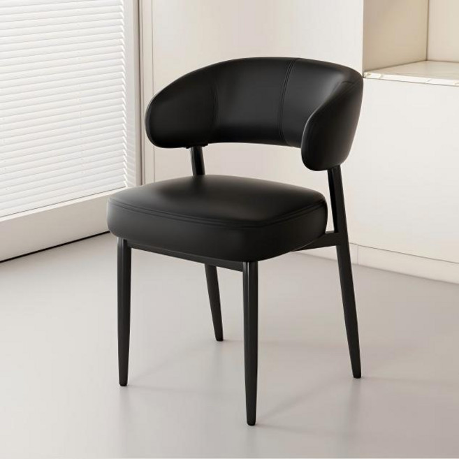쿠리브 실내 소프트 가죽 편한 식탁의자, 1개, 블랙