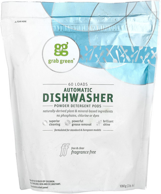 그랩그린 식기세척기용 캡슐 세제 무향 60회 사용분 1080g(2lbs 6oz), 1개