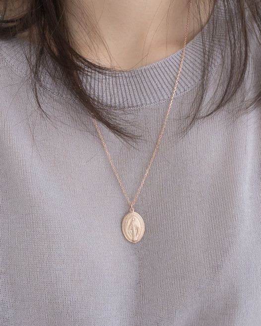 실버925 세인트 기적의패 성모 마리아 코인 1.5 촘촘체인 목걸이 25