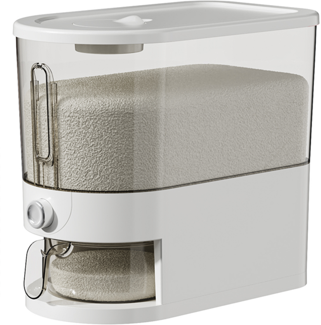 올릭 가정용 밀폐 방습 계량 쌀통 쌀 보관통 10kg 5kg, 투명, 1개