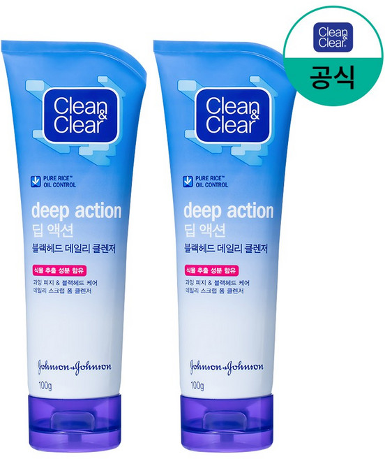클린앤클리어 딥 액션 블랙헤드 데일리 클렌징 폼, 100g, 2개