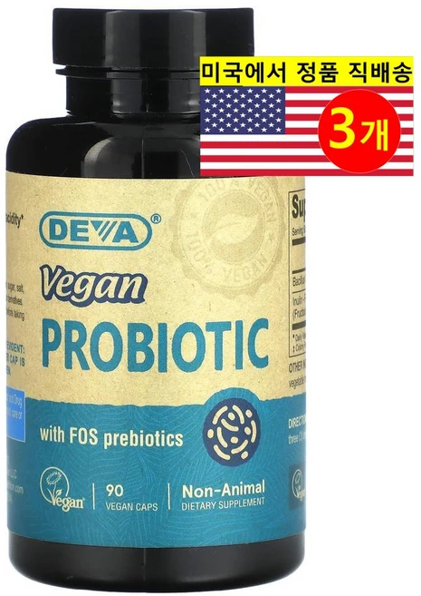 Deva 데바 프리바이오틱 함유 프로바이오틱 Probiotic FOS, 성인남녀공용, 3개, 90정 - 쿠팡