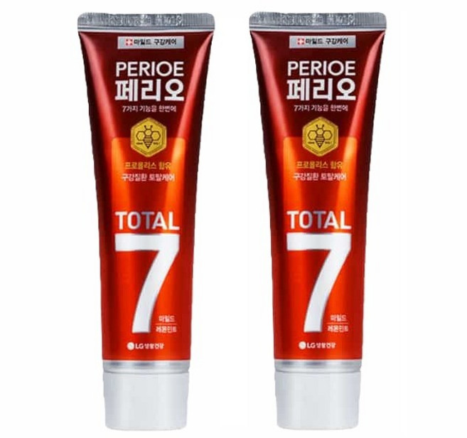 倍麗兒 PERIOE 韓國原裝進口 7效蜂膠牙膏 120g, 120ml, 青檸紅, 2個
