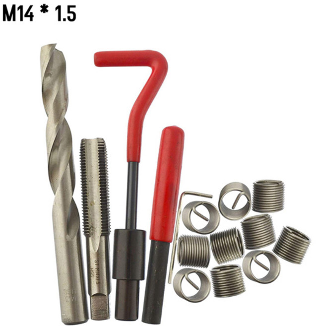 메트릭 스레드 수리 인서트 키트 M5 M6 M8 M10 M12 M14 헬리코일 자동차 프로 코일 도구 M12 x 1.5 15 개, [02] M10x1.5