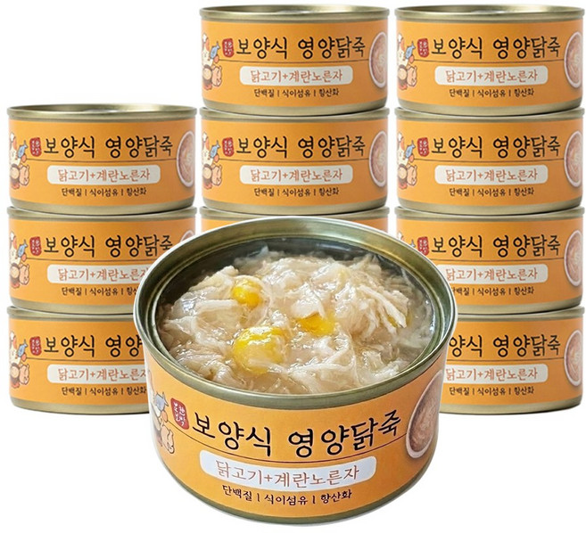 묘한보약 영양닭죽 고양이간식 고양이캔, 12개, 80g, 닭고기+계란노른자