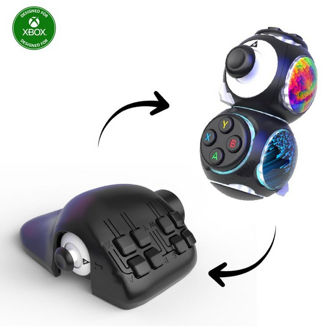 ByoWave Proteus PC 스팀 덱 및 Xbox 시리즈 XS용 한 손 게임 컨트롤러 빌더 - 고급 리매핑 매크로 버튼 RGB 조명 인체공학적 쉘 네온픽셀 한정판, 바이오웨이브 프로티우스 빌더 원핸드 게이밍 컨트롤러 P