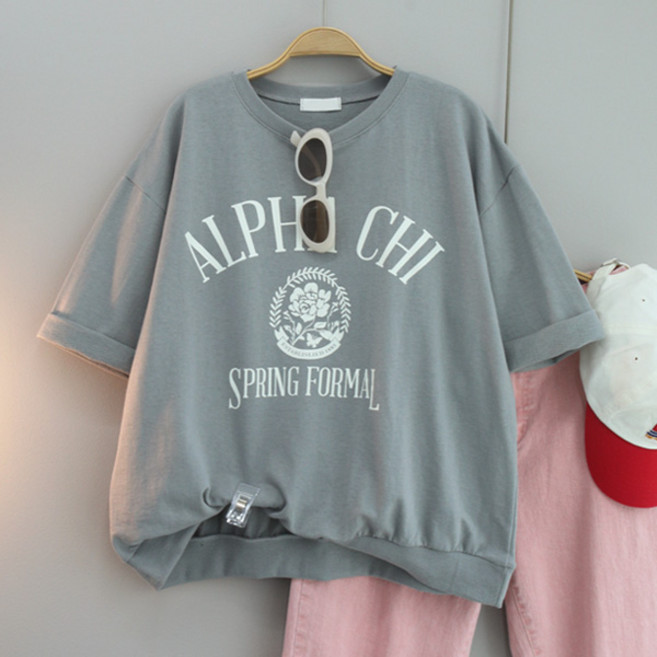 달콩 여성 CHI레터링오버핏반팔맨투맨