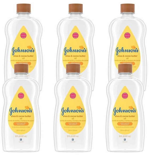 존슨즈 베이비 Johnsons Baby 오일 시어 & 코코아 버터 Oil Shea & Cocoa Butter, 591ml, 6개