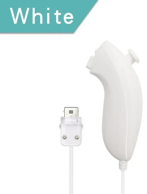 닌텐도 Wii용 유선 눈차크 게임 컨트롤러 핸드 커브 핸들 게임패드 액세서리, 05 White