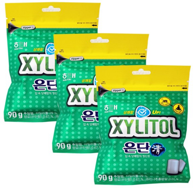 해태제과 자일리톨 은단청 껌, 90g, 3개