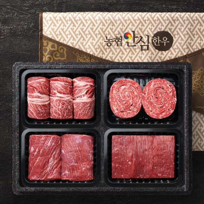 [농협안심한우] 1등급 한우 명품 구이정육혼합 선물세트 1.6kg (꽃등심/불고기/국거리/장조림), 없음, 1개