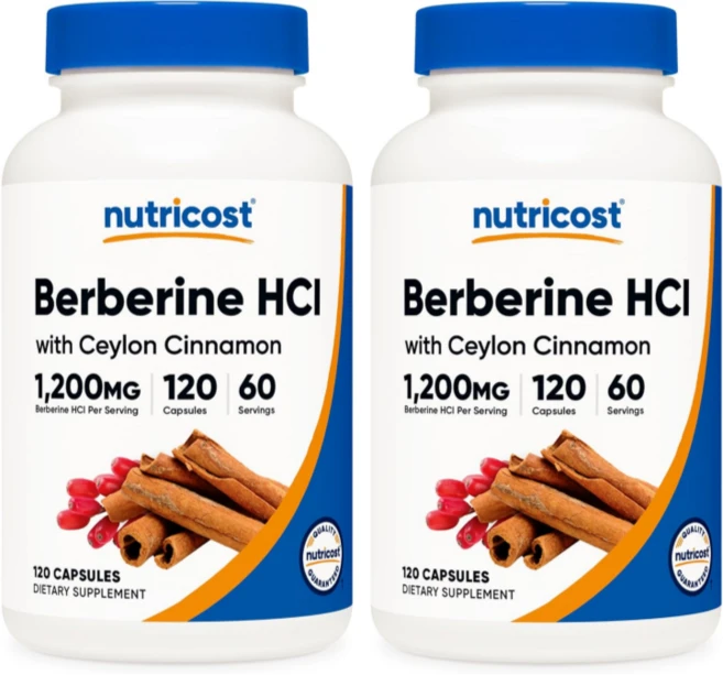 뉴트리코스트 베르베린 베리베린 HCl 1200mg 120캡슐 2개 시나몬 Berberine, 120정 - 쿠팡