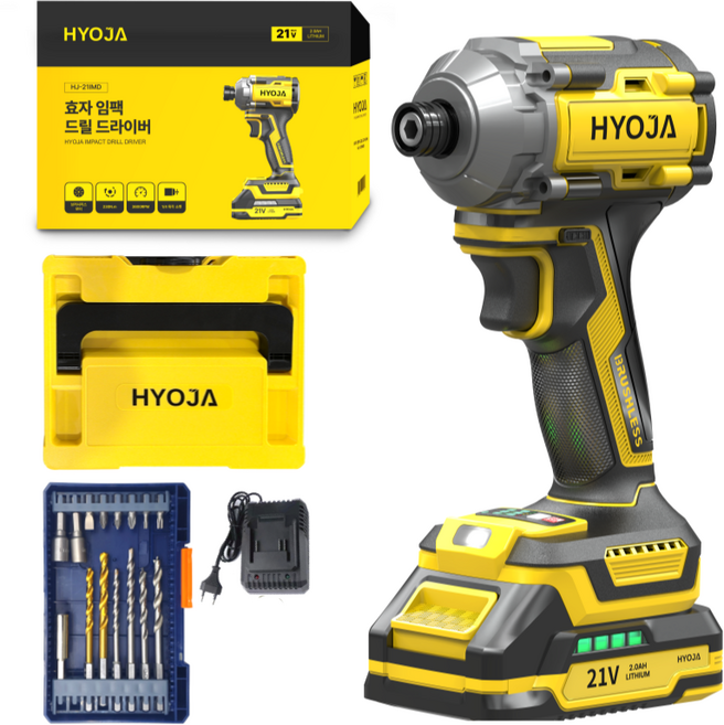 효자 임팩 드릴 드라이버 21V 전동 무선 충전, 1세트, 본품(베어툴) + 배터리 1개
