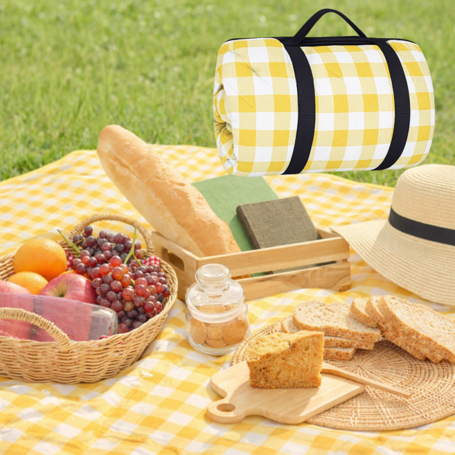 제이크림 대형 돗자리 야외 피크닉 매트, 옐로우 체크