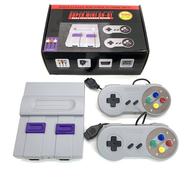 슈퍼패미콤 겜보이 고전게임 SNES 미니 스탠다드 TV 게임 콘솔 500 FC 내장 듀얼 핸들, 03 UK