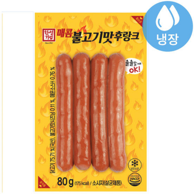 한성 매콤 불고기맛 후랑크 80g (15개) 아이스박스, 100개