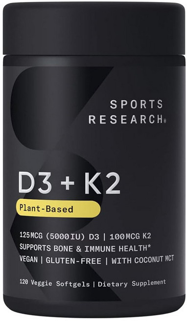 스포츠리서치 D3 125mcg + K2 100mcg 베지 소프트젤, 1개, 120정