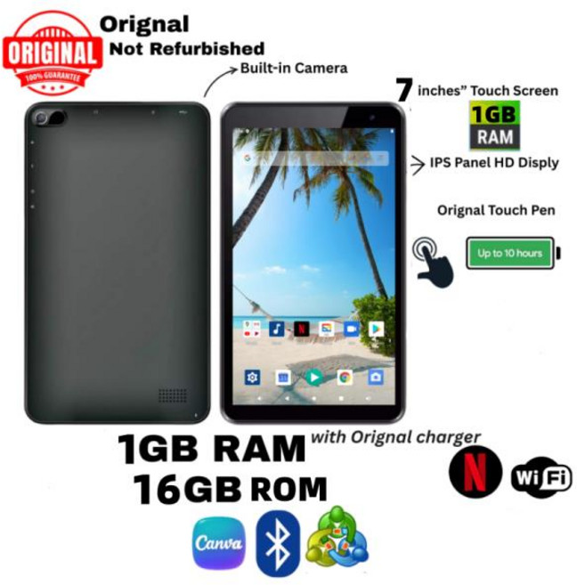 2026 최신 7인치 1GB RAM 16GB ROM 7Q 안드로이드 10 태블릿 PC x 600 픽셀 WIFI 쿼드 코어, [01] Black, [01] Tablet Standard