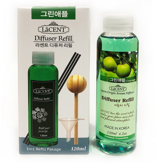 라센트 디퓨저 리필액 120ml, 그린애플, 1개