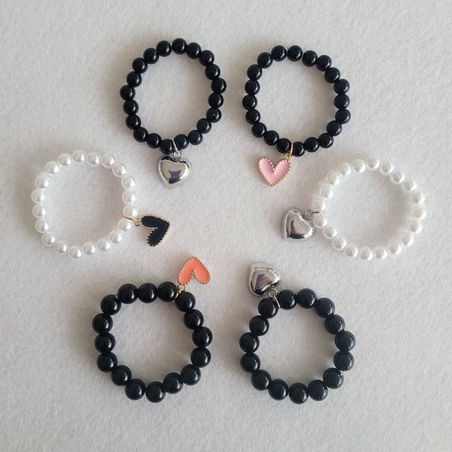 지오몽 모루 인형 구슬 목걸이 만들기 키트 진주 비즈 진주 목걸이 6mm 8mm, 실버 하트, 1개