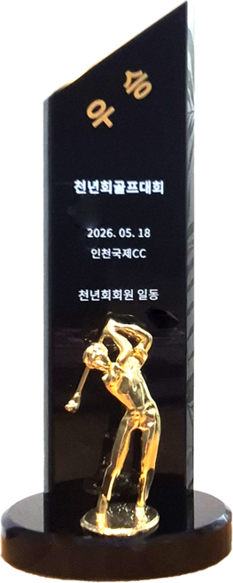 상패팡팡 홀원원트로피 골프트로피 홀인원기념패 싱글패 이글패, 1개, 블랙