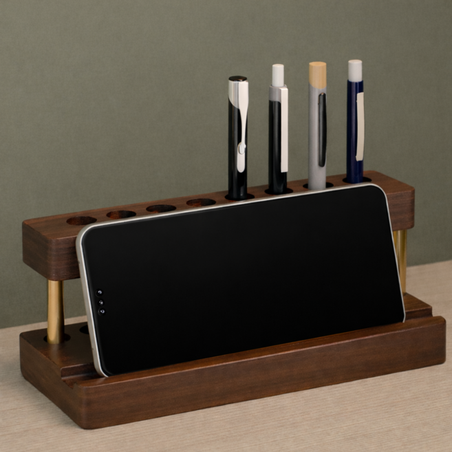 아가토스 고급 원목 만년필꽂이 데스크정리함 사무실 서재 인테리어 펜홀더, 1개, 원목 만년필 꽂이 (서재 사무실용)