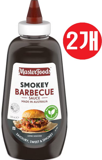 호주 마스터푸드 스모키 바베큐 소스 MasterFoods Smokey BBQ Sauce, 2개, 500ml