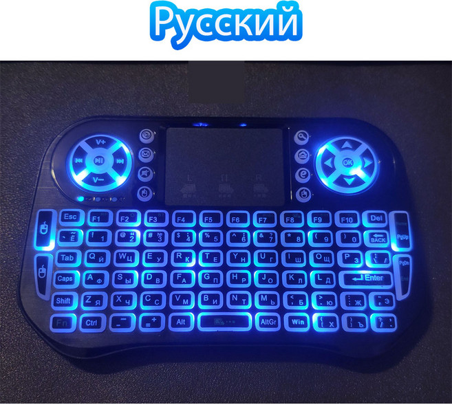 [블루투스 키보드 마우스 세트] 블루투스 무선 미니 백라이트 2.4G USB 영어 러시아어 프랑스어 스페인어 포르투갈어 아랍어 히브리어 안드로이드 TV 박스 PC 용, [06] Russian