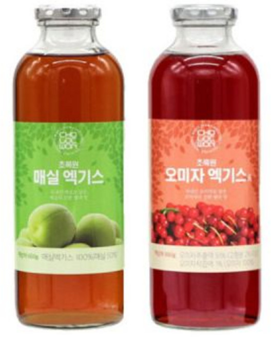 초록원 매실 엑기스 660g + 오미자 (총2병) 오미자차 매실액 액상차, 1