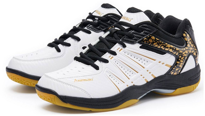 가와사키 스포츠슈즈 K-065D화이트골드 남녀 인도어용 탁구 배드민턴화
