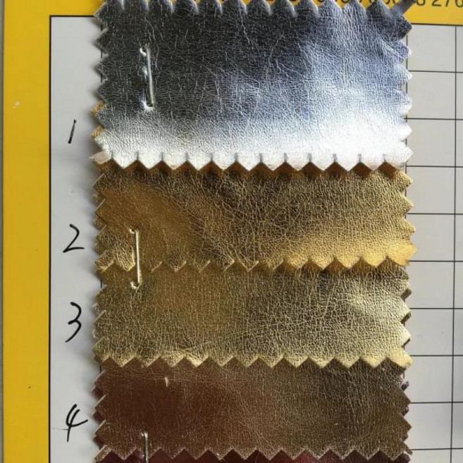 얇은 PU 가죽 원단 금색 및 은색 반짝이는 크랙 패턴 인조 가죽 메탈 필름 패치워크 의류 액세서리용, 17 3 Gold