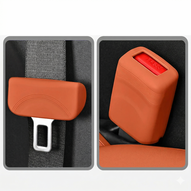 OFFCURVE 업그레이드 두꺼운 실리콘 버클 커버 무소음 차량 내장관 보호 가드 안전벨트 클립 커버, 1세트, 오렌지색