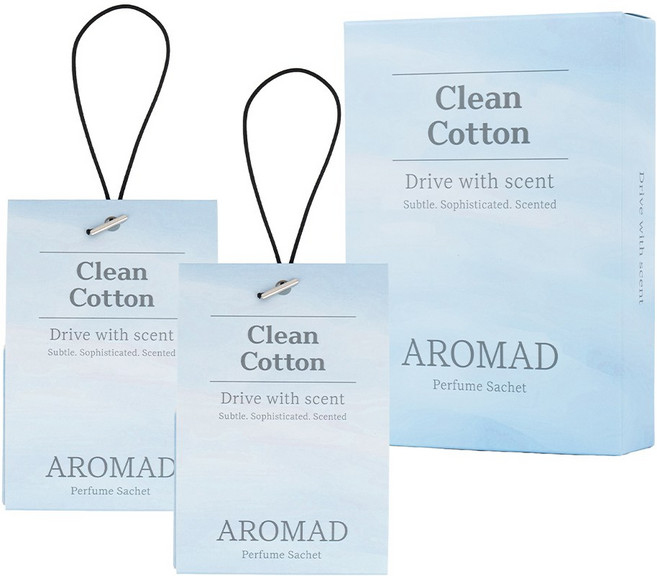 아로마드 차량용 방향제 퍼퓸 샤쉐 2P, 클린 코튼, 1세트