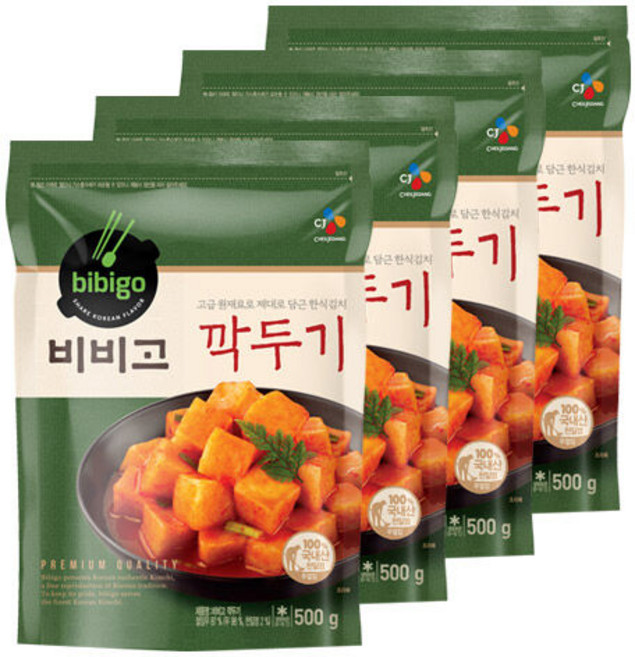 [CJ제일제당]비비고 깍두기500g 4봉, 500g, 4개