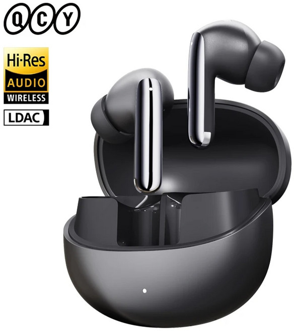 QCY 멜로버즈 프로 ANC 블루투스5.3 무선이어폰 46dB 하이브리드 노이즈캔슬링 LDAC 고해상도 6마이크 34시간 재생 터치감지 충전케이스 포함, 스페인, BLACK