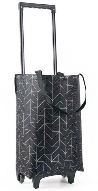 하스몰 휴대용 핸드백 접이식 쇼핑카트 다용도 장바구니, 1개, 블랙