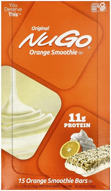 NuGo Nutrition 프로틴바 오렌지 스무디 15개입 50g 각각, 15정, 2개 - 쿠팡
