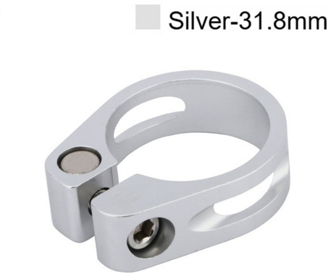 MEROCA 자전거 시트 포스트 클램프 도로 산악 자전거 시트 튜브 클립 알루미늄 합금 클램프 31.8mm 34.9mm, [05] Sliver 31.8mm, 1개